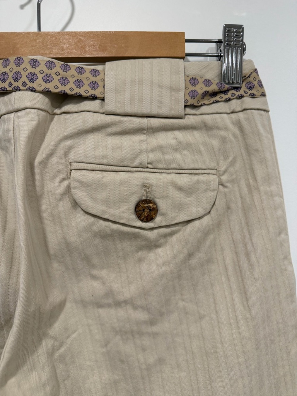 Y2K GAPstretch,  Beige Stretch Ankle Wide Leg Chino with flowered tie belt - Picture 10 of 11